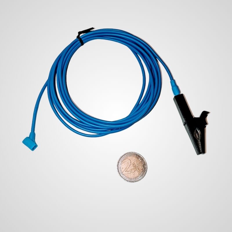 Cordon de mise à la terre (3m) avec pince crocodile L pour lit électrique, fauteuil électrique, table de massage, machine à coudre...